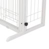 Freestanding Wooden Pet Fence for Stairs, Doorways and Hallways, White