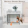 Dog Crate Furniture, Wooden Dog House, Decorative Dog Kennel with Drawer, Indoor Pet Crate End Table for Small Dog, Steel-Tube Dog Cage, Chew-Proof, W