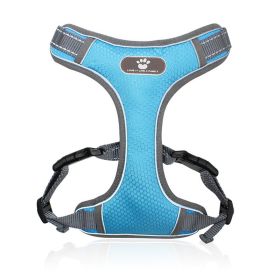 dog Harnesses; Pet Traction Rope Mesh Breathable Big Dog Chest Strap Vest Reflective Dog Rope Spot Wholesale (Specification (L * W): L (32-55 kg), colour: Light blue)