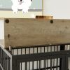 Furniture style dog crate wrought iron frame door with side openings, Grey, 43.3''W x 29.9''D x 33.5''H.