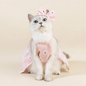 Spring And Summer Dog Clothes Cat Clothing Pet Cotton Floral Slip Dress Mesh Skirt Dress (Option: Pink Flowers Sling-L)